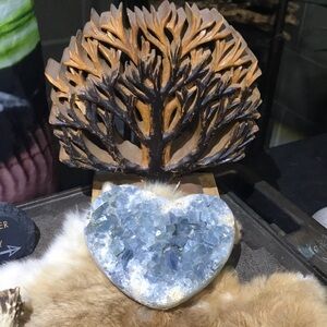Blue Celestine geode heart